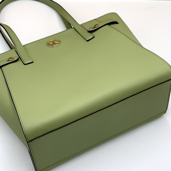 MICHAEL KORS CARMEN LARGE NORTH SOUTH TOTE LIGHT SAGE COLOR - Picture 16 of 16